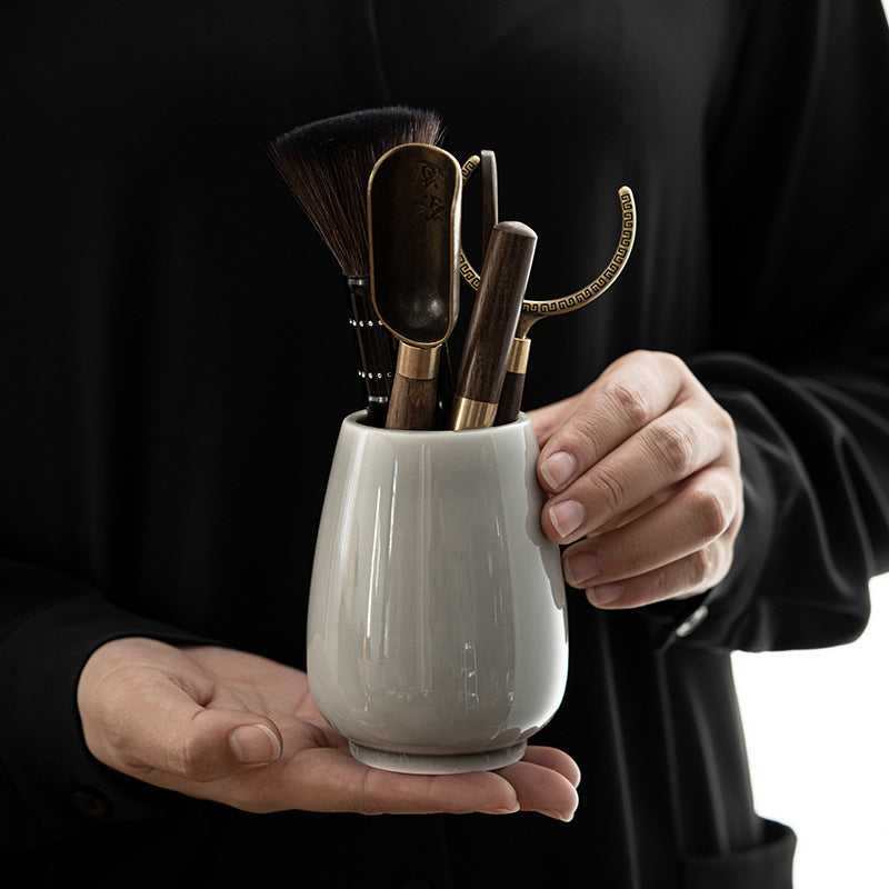 Ensemble d'ustensiles à thé Gongfu en bois Gohobi avec support gris glacier
