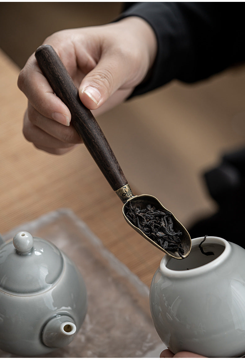 Ensemble d'ustensiles à thé Gongfu en bois Gohobi avec support gris glacier