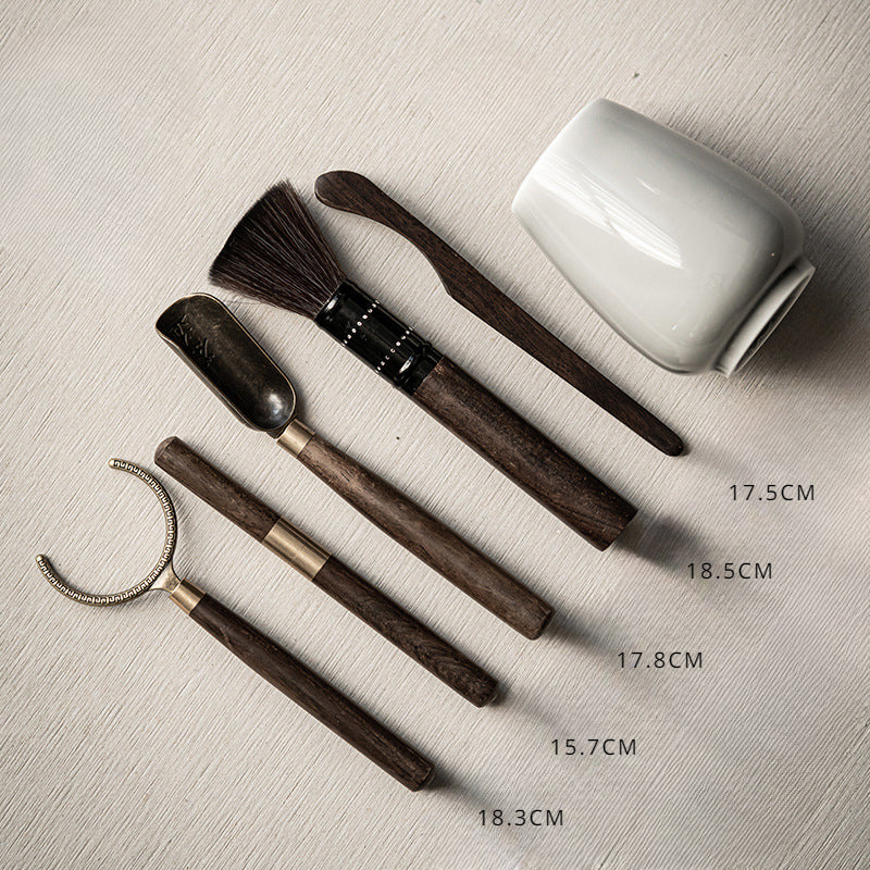 Ensemble d'ustensiles à thé Gongfu en bois Gohobi avec support gris glacier