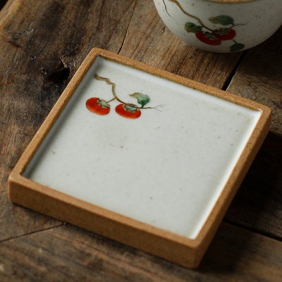 Gohobi Hand painted ceramic Flowers Coasters Chinese Gongfu tea Kung fu tea Japanese Chado Oriental tea coaster