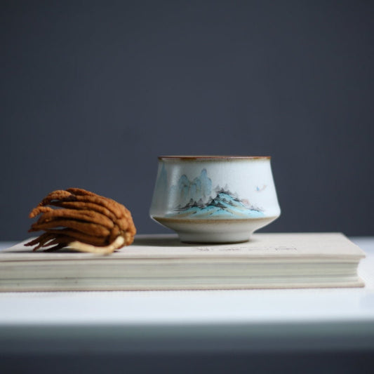 Gohobi Hand painted Mountain Tea Cup Ceramic Chinese Gongfu tea Kung fu tea Japanese Chado