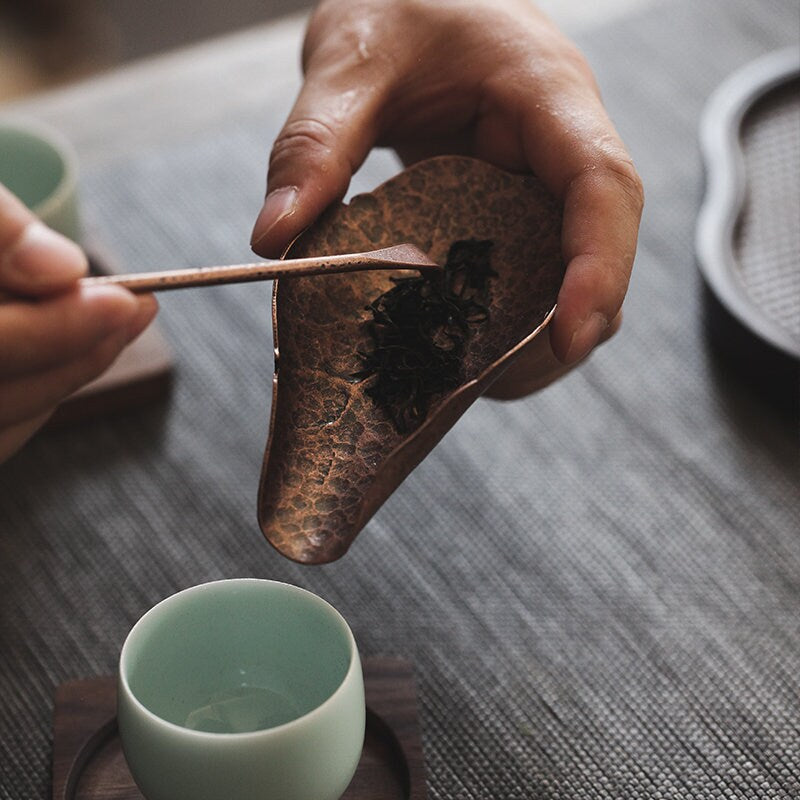 Gohobi Copper Chinese Gongfu Tea Accessories tools set (Incl. 2 Tea Scoop and 1 Tea Scoop stand) Japanese Chado