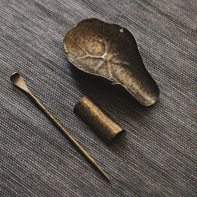 Gohobi Copper Chinese Gongfu Tea Accessories tools set (Incl. 2 Tea Scoop and 1 Tea Scoop stand) Japanese Chado