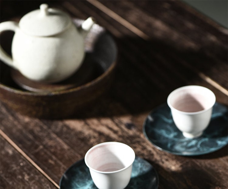 Gohobi Larimar pattern Red Copper Coasters Jewellery Plate Jewellery Dish Chinese Gongfu tea Kung fu tea Teaware Japanese Chado unique