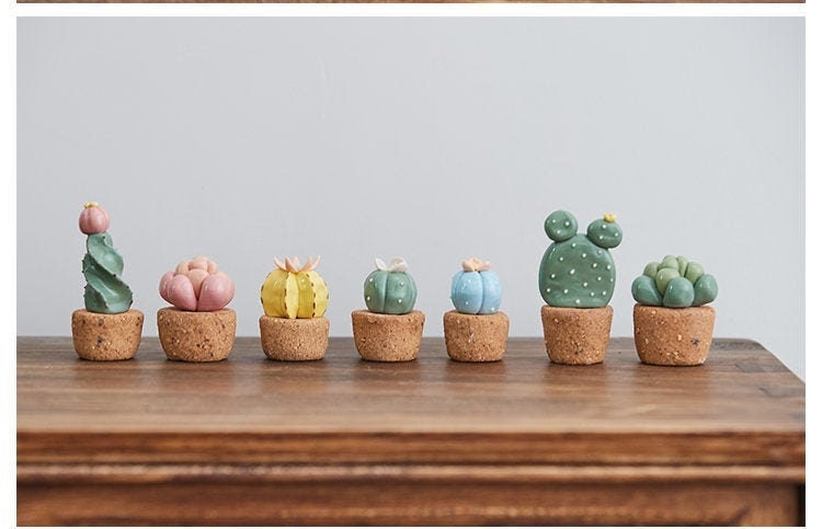 Gohobi Handmade cactus ceramic ornaments Japanese ornaments wedding birthday plant lover gift