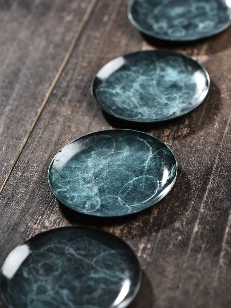 Gohobi Larimar pattern Red Copper Coasters Jewellery Plate Jewellery Dish Chinese Gongfu tea Kung fu tea Teaware Japanese Chado unique