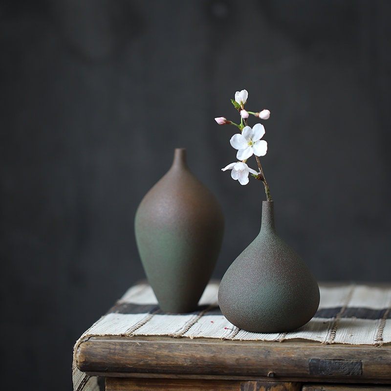 Gohobi Handmade ceramic zen vases vintage Japanese style table decoration house warming gift vase set