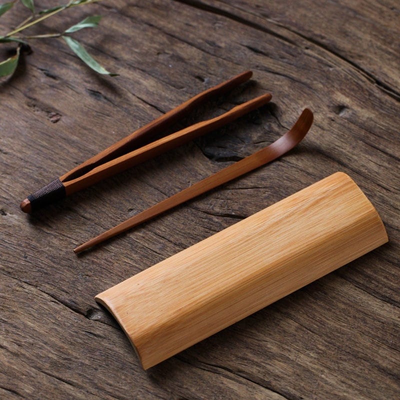 Gohobi Chinese Gongfu Tea Accessories tools set Bamboo (Incl. Tea Spoon, Tea Scoop, Tea Tongs, Tea Pick ) Japanese Chado