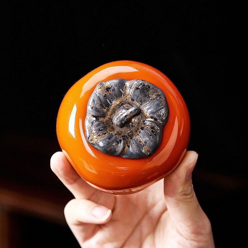 Gohobi Ceramic Persimmon Tea Storage Jars tea containers Chinese Gongfu tea Kung fu tea Japanese Chado