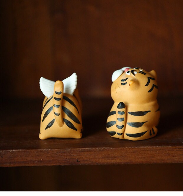 Gohobi Handmade tiger ornaments Tea pets ceramic YiXing clay Chinese Gongfu tea Kung fu tea Japanese Chado unique ornaments