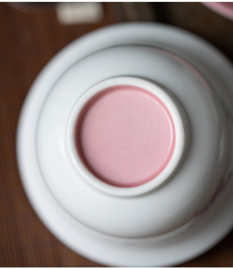 Gohobi Handmade Butterfly gaiwan pink purple Tea cup rare hand painted Rustic Minimalistic Japan Gongfu tea