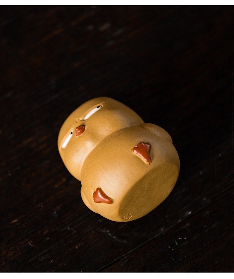 Gohobi Handmade yellow bird chicken ornaments Tea pets ceramic YiXing clay Chinese Gongfu tea Kung fu tea Japanese Chado unique ornaments