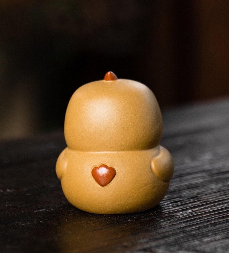 Gohobi Handmade yellow bird chicken ornaments Tea pets ceramic YiXing clay Chinese Gongfu tea Kung fu tea Japanese Chado unique ornaments