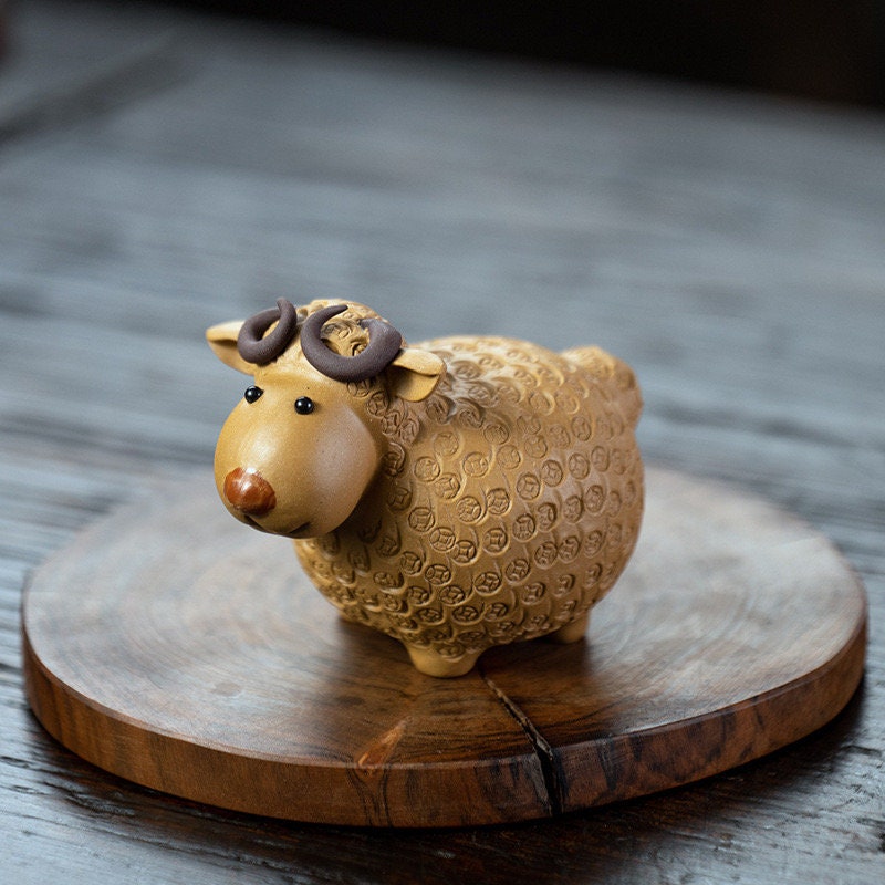 Gohobi Handmade sheep ornaments Tea pets ceramic YiXing clay Chinese Gongfu tea Kung fu tea Japanese Chado unique ornaments