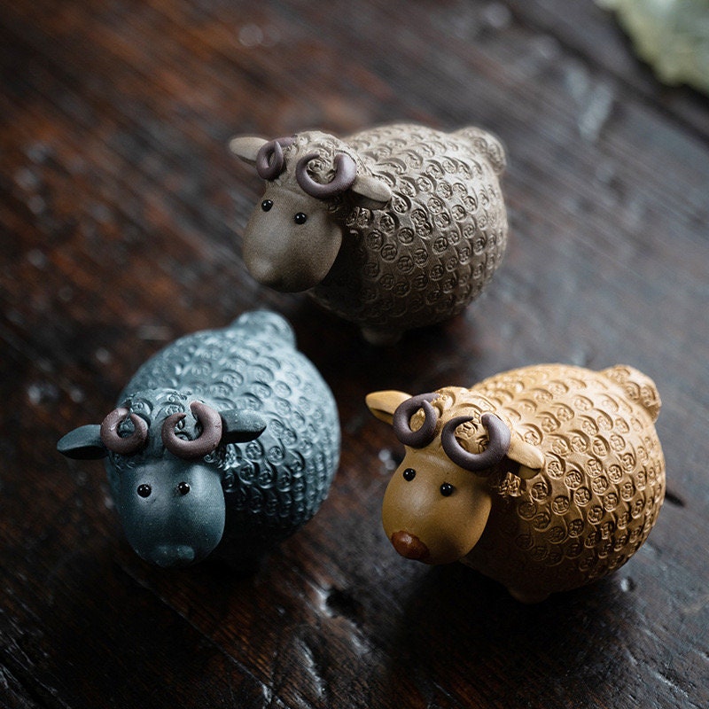 Gohobi Handmade sheep ornaments Tea pets ceramic YiXing clay Chinese Gongfu tea Kung fu tea Japanese Chado unique ornaments