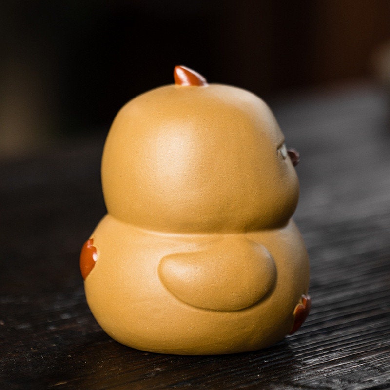 Gohobi Handmade yellow bird chicken ornaments Tea pets ceramic YiXing clay Chinese Gongfu tea Kung fu tea Japanese Chado unique ornaments