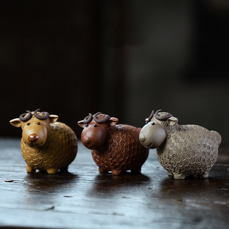 Gohobi Handmade sheep ornaments Tea pets ceramic YiXing clay Chinese Gongfu tea Kung fu tea Japanese Chado unique ornaments