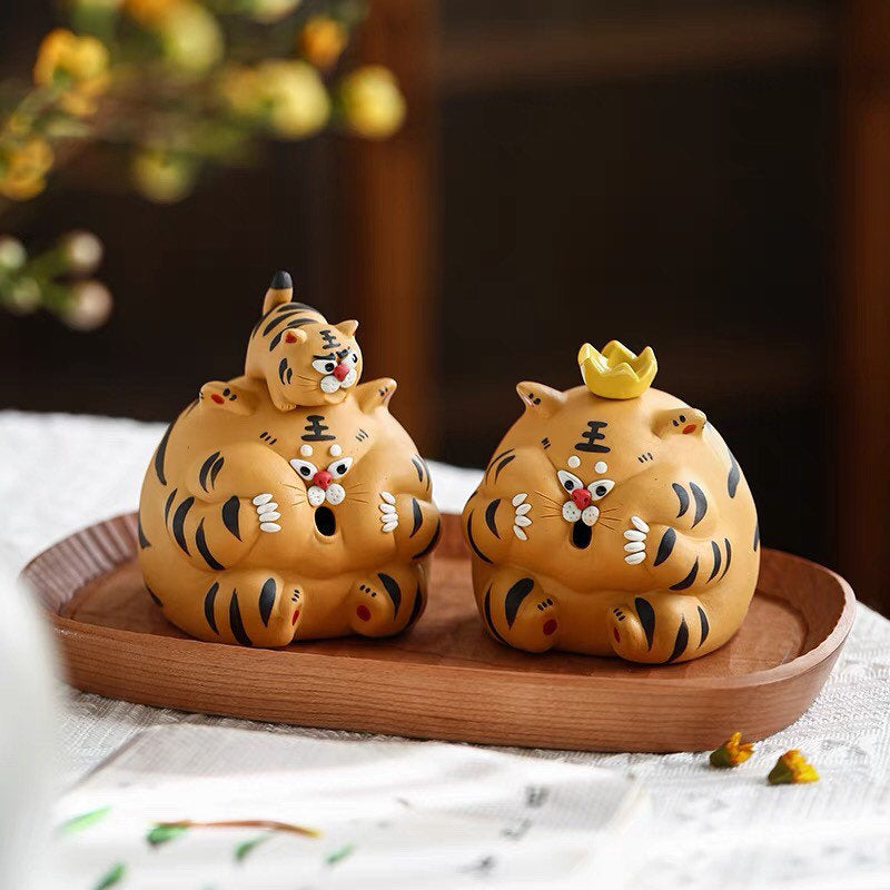 Gohobi Handmade tiger ornaments Tea pets ceramic YiXing clay Chinese Gongfu tea Kung fu tea Japanese Chado unique ornaments