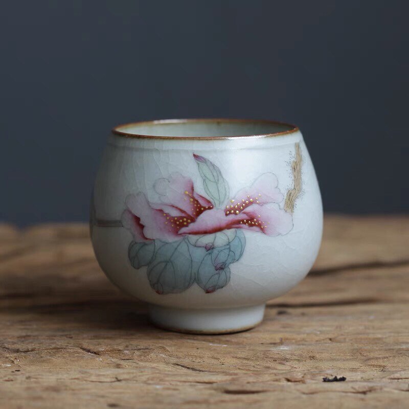 Gohobi Hand painted fair cup tea pitcher Peony Tea Cup Ceramic Chinese Gongfu tea Kung fu tea Japanese Chado Oriental tea cup