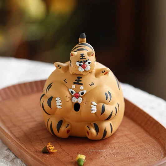 Gohobi Handmade tiger ornaments Tea pets ceramic YiXing clay Chinese Gongfu tea Kung fu tea Japanese Chado unique ornaments