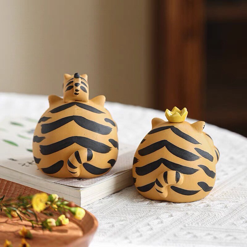 Gohobi Handmade tiger ornaments Tea pets ceramic YiXing clay Chinese Gongfu tea Kung fu tea Japanese Chado unique ornaments