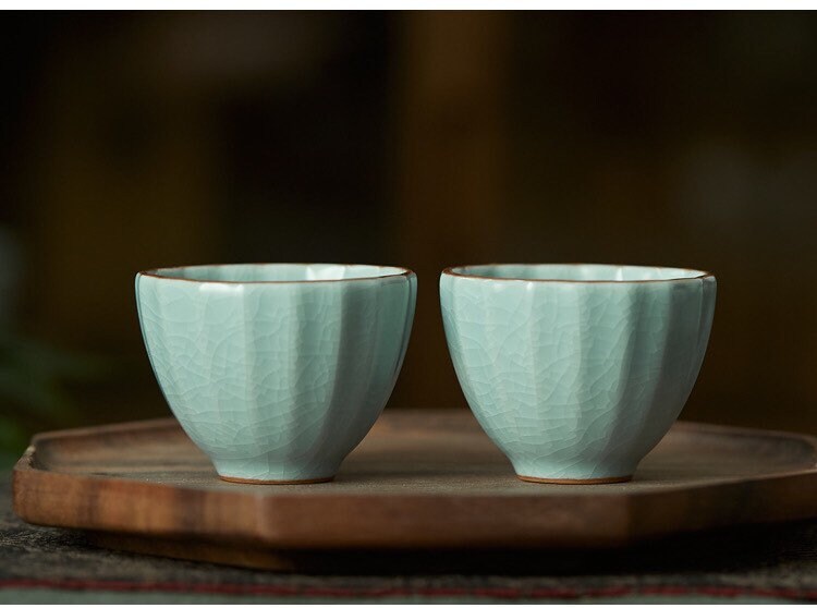 Gohobi Handmade ceramic tea cup Chinese Gongfu tea Kung fu tea Japanese Chado peach blossom