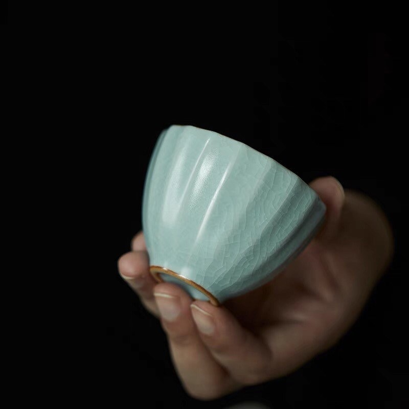 Gohobi Handmade ceramic tea cup Chinese Gongfu tea Kung fu tea Japanese Chado peach blossom