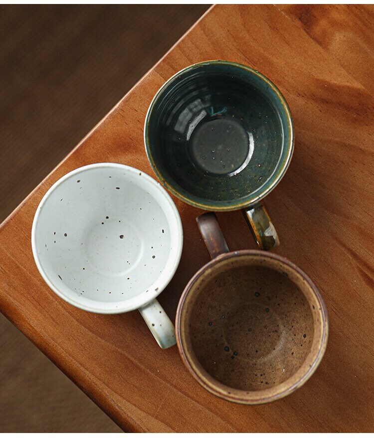 Gohobi Handmade stoneware Coffee cup and saucer Japanese vintage style coffee mug