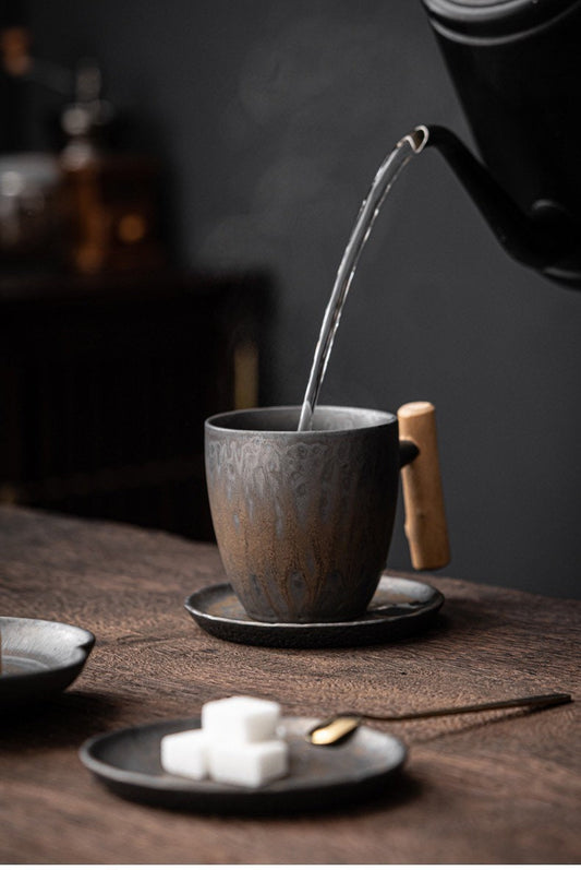 Gohobi handmade ceramic metallic glaze coffee mug tea cup mug Japanese vintage style stoneware