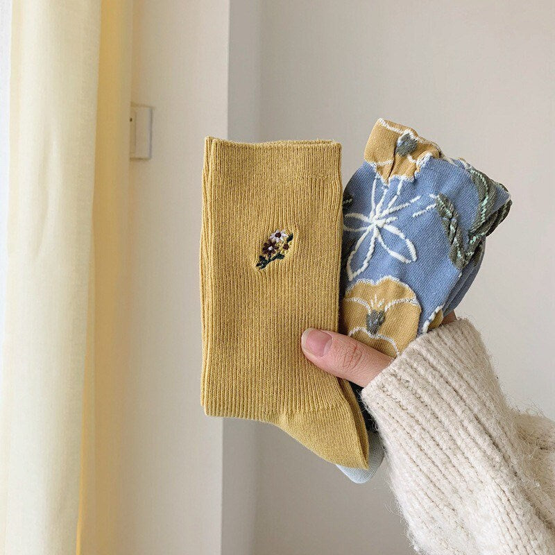 Floral wool socks