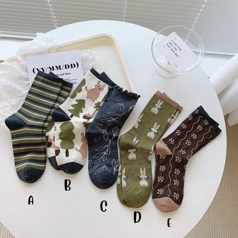Floral socks Women Winter Socks gift wool flowers Korean Japanese socks