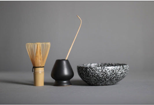 Gohobi Ceramic Matcha Set with Bamboo Whisk, whisk holder and spoon, tea ceremony gift set, Japanese Tea set Gift box