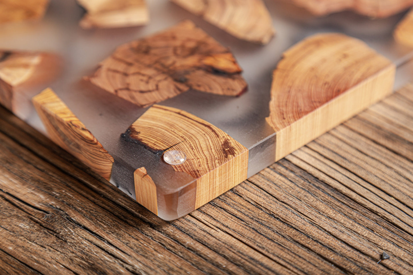 Gohobi Handmade Wood Resin placemats Rectangle 29 x 21.5cm luxury epoxy tea drink placemat unique tableware Japanese wooden drinkware unique