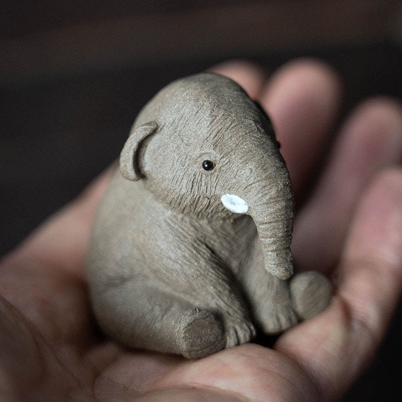 Gohobi Handmade elephant ornaments Tea pets ceramic YiXing clay Chinese Gongfu tea Kung fu tea Japanese Korean Chado unique ornaments