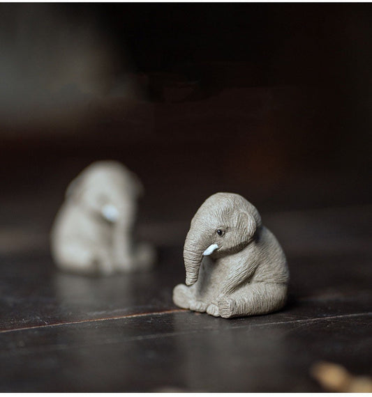 Gohobi Handmade elephant ornaments Tea pets ceramic YiXing clay Chinese Gongfu tea Kung fu tea Japanese Korean Chado unique ornaments