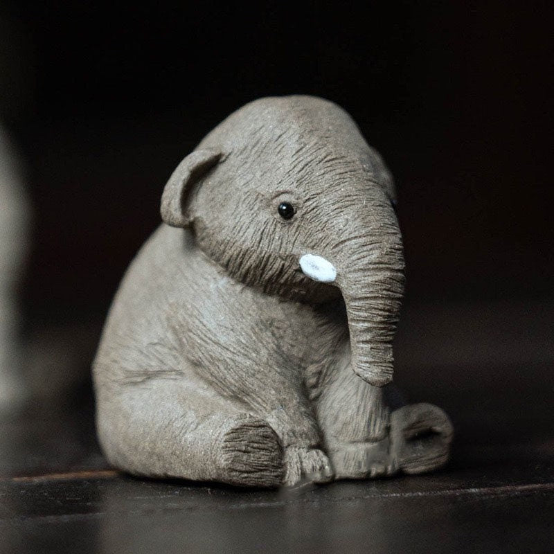 Gohobi Handmade elephant ornaments Tea pets ceramic YiXing clay Chinese Gongfu tea Kung fu tea Japanese Korean Chado unique ornaments