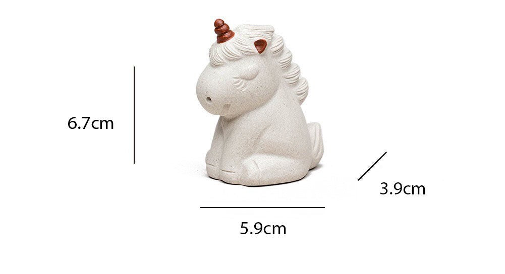 Gohobi Handmade unicorn ornaments white horse Tea pets ceramic YiXing clay Chinese Gongfu tea Japanese Korean Chado unique ornaments
