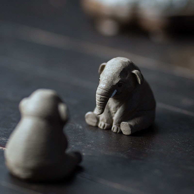 Gohobi Handmade elephant ornaments Tea pets ceramic YiXing clay Chinese Gongfu tea Kung fu tea Japanese Korean Chado unique ornaments