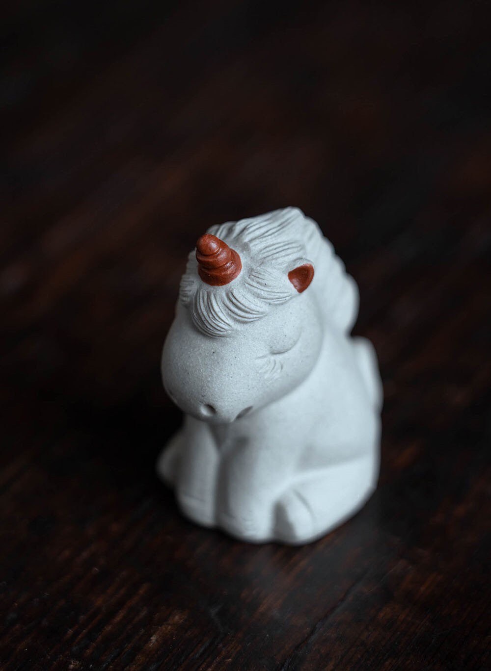 Gohobi Handmade unicorn ornaments white horse Tea pets ceramic YiXing clay Chinese Gongfu tea Japanese Korean Chado unique ornaments