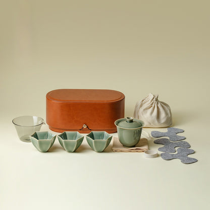 Gohobi Yue Kiln Celadon Gaiwan Travel Tea Set