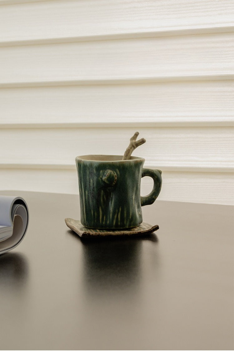 Gohobi Rustic Ceramic Coffee Cup & Saucer Set