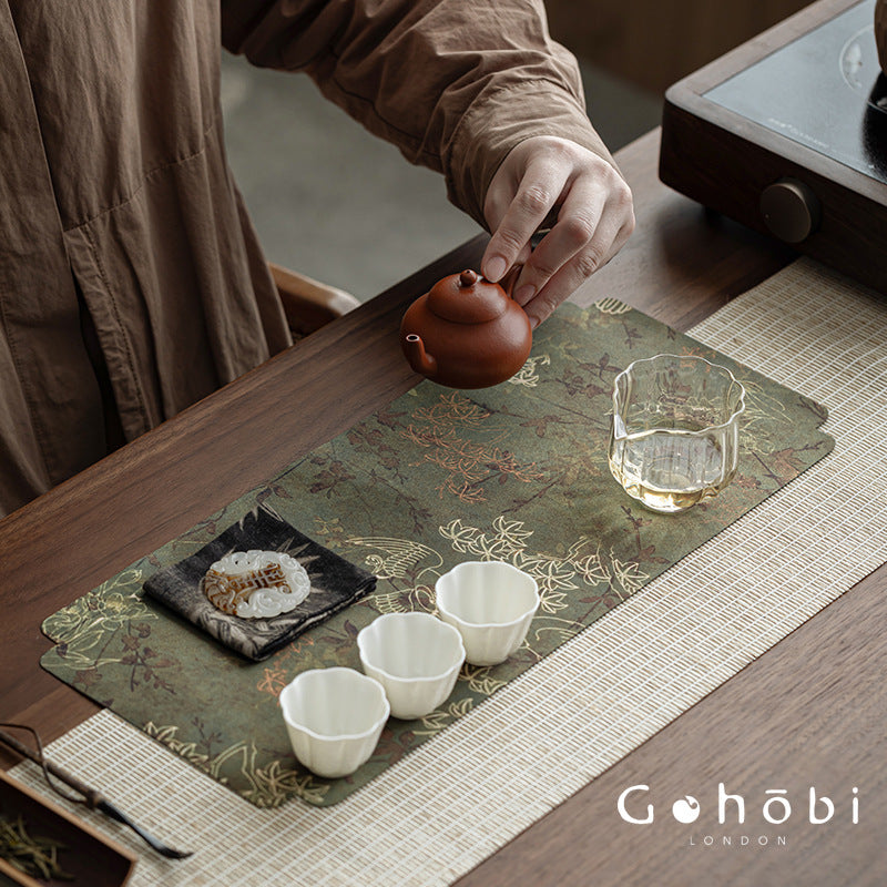 Gohobi Xiangyun Silk Tea Table Runner – Double-Sided Tea Mat Dry Brew Cloth