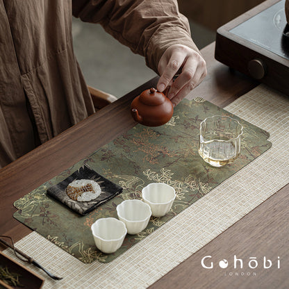 Gohobi Xiangyun Silk Tea Table Runner – Double-Sided Tea Mat Dry Brew Cloth