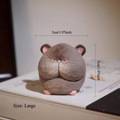 Gohobi Hand-Carved Round Little Mouse Figurine