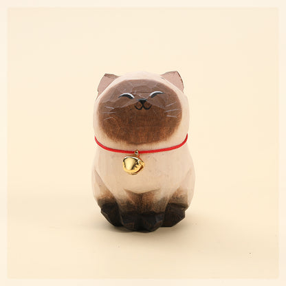 Gohobi Handcrafted  Large Wooden Siamese Cat Ornament