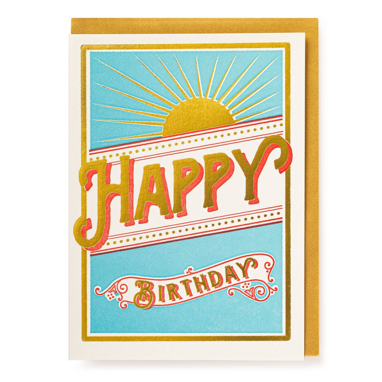 Sunshine Happy Birthday | Letterpress Cards | Greeting Card | Large Cards [Made in the UK]