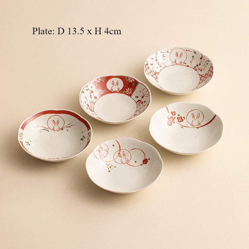 Gohobi Japanese Mino Ware Sakura Rabbit Mug Set