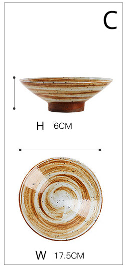 Gohobi Coarse Pottery Tableware Set - Retro Creative Rice Bowl