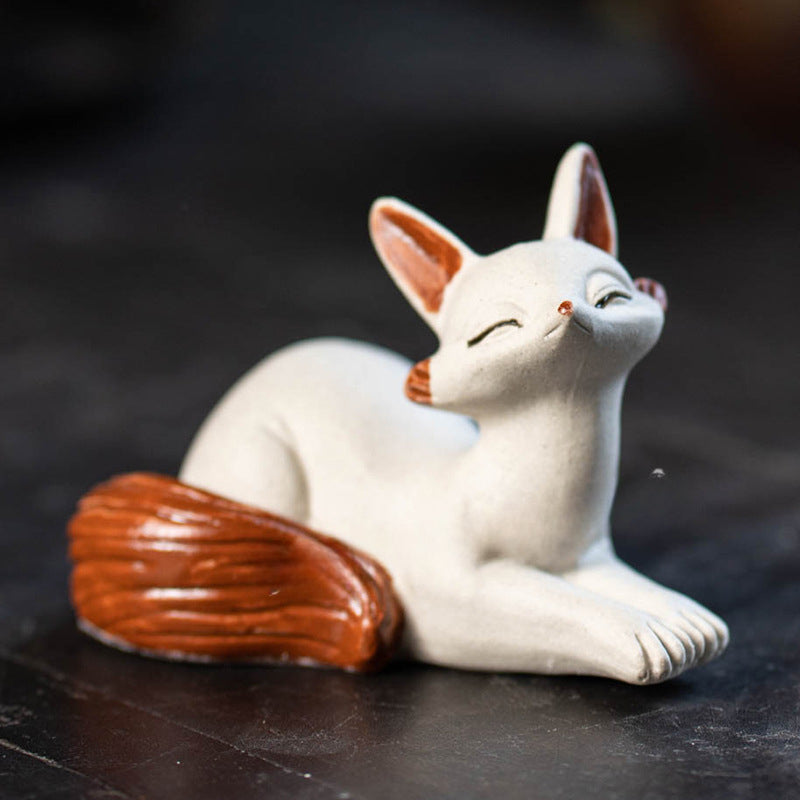 Gohobi Handmade Ceramic YiXing Clay Fox Ornament Tea pet