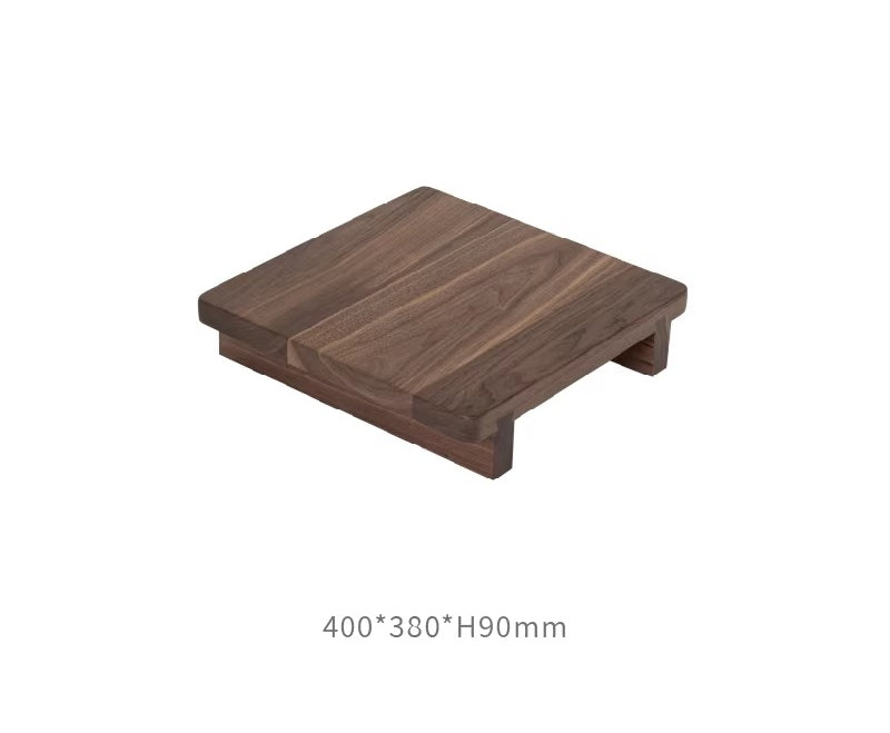 Gohobi Black Walnut Solid Wood Stool or Leather Cushion – Handmade Square Seat for Dining Room, Living Room or Tea Room | FSC Certified